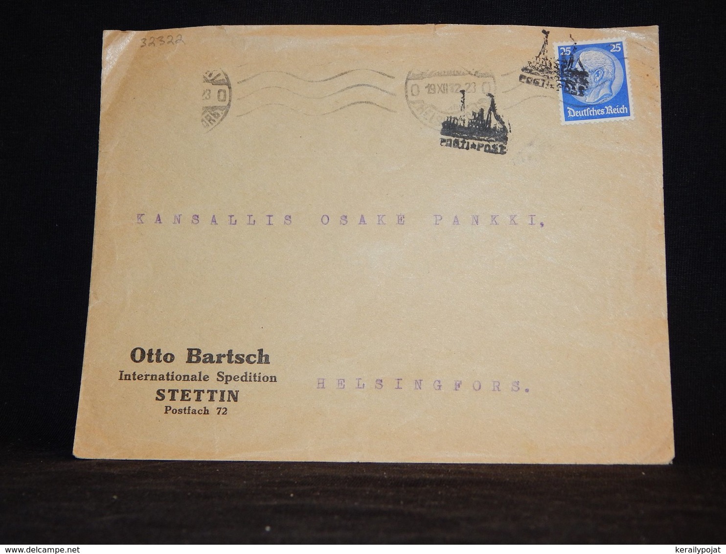 Germany 1932 Ship Cancellation Cover To Finland__(L-32322) - Covers & Documents