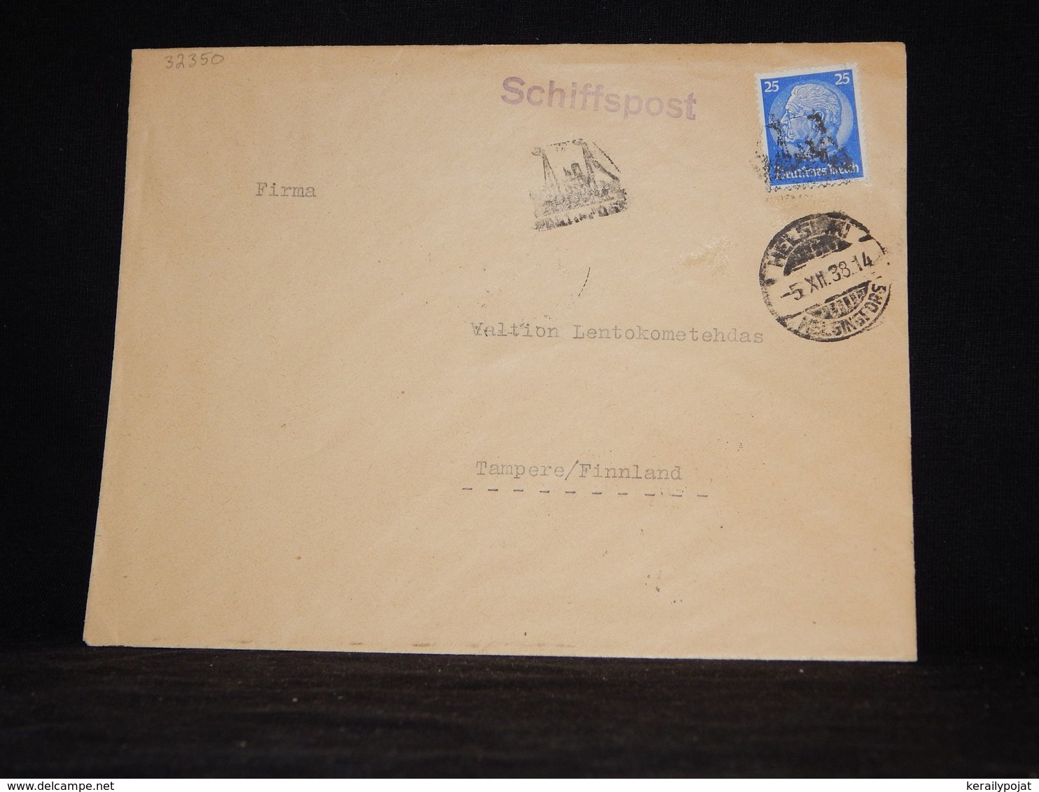 Germany 1938 Schiffspost Cover To Finland__(L-32350) - Covers & Documents