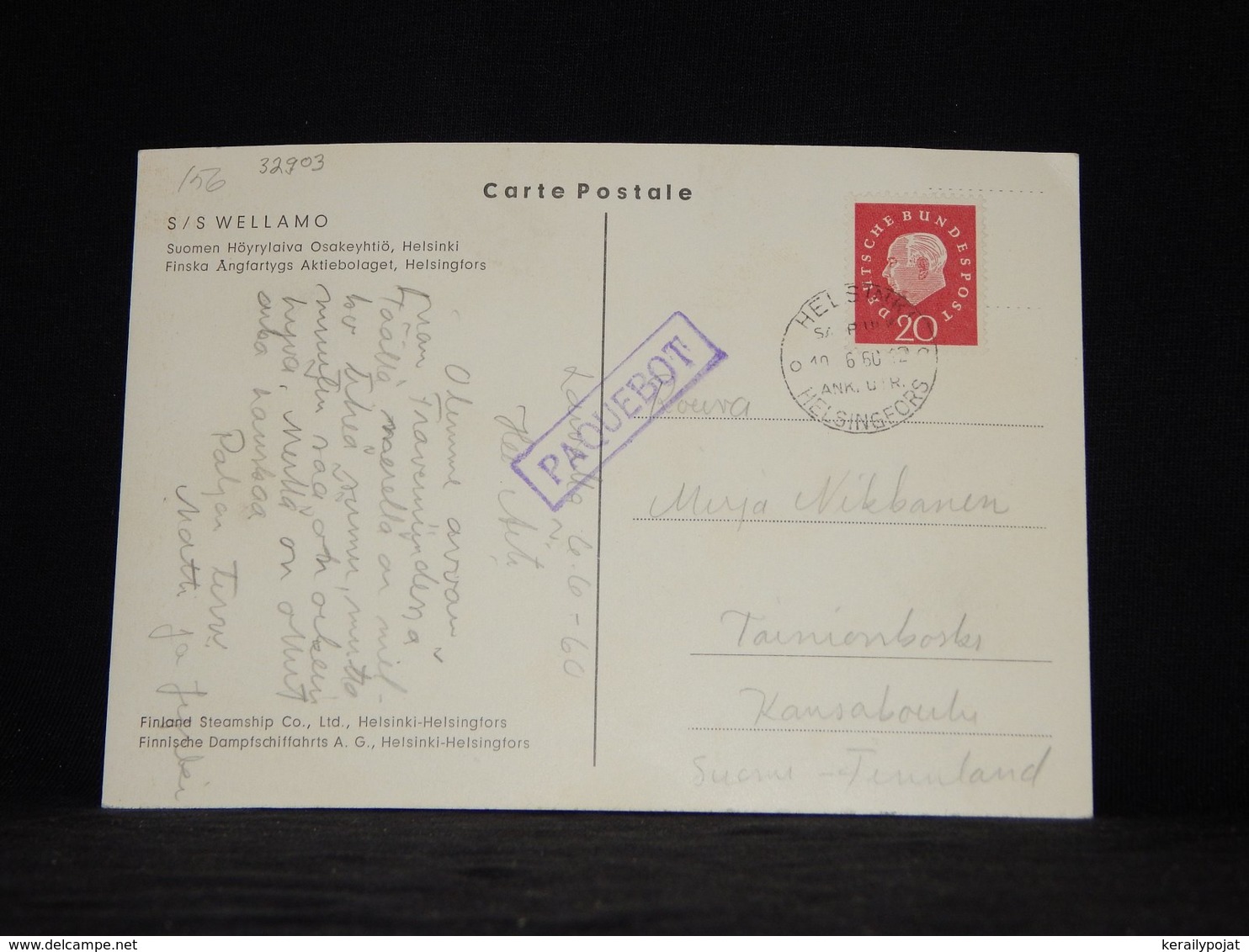 Germany BRD 1960 Helsinki Paquebot Card__(L-32903) - Covers & Documents