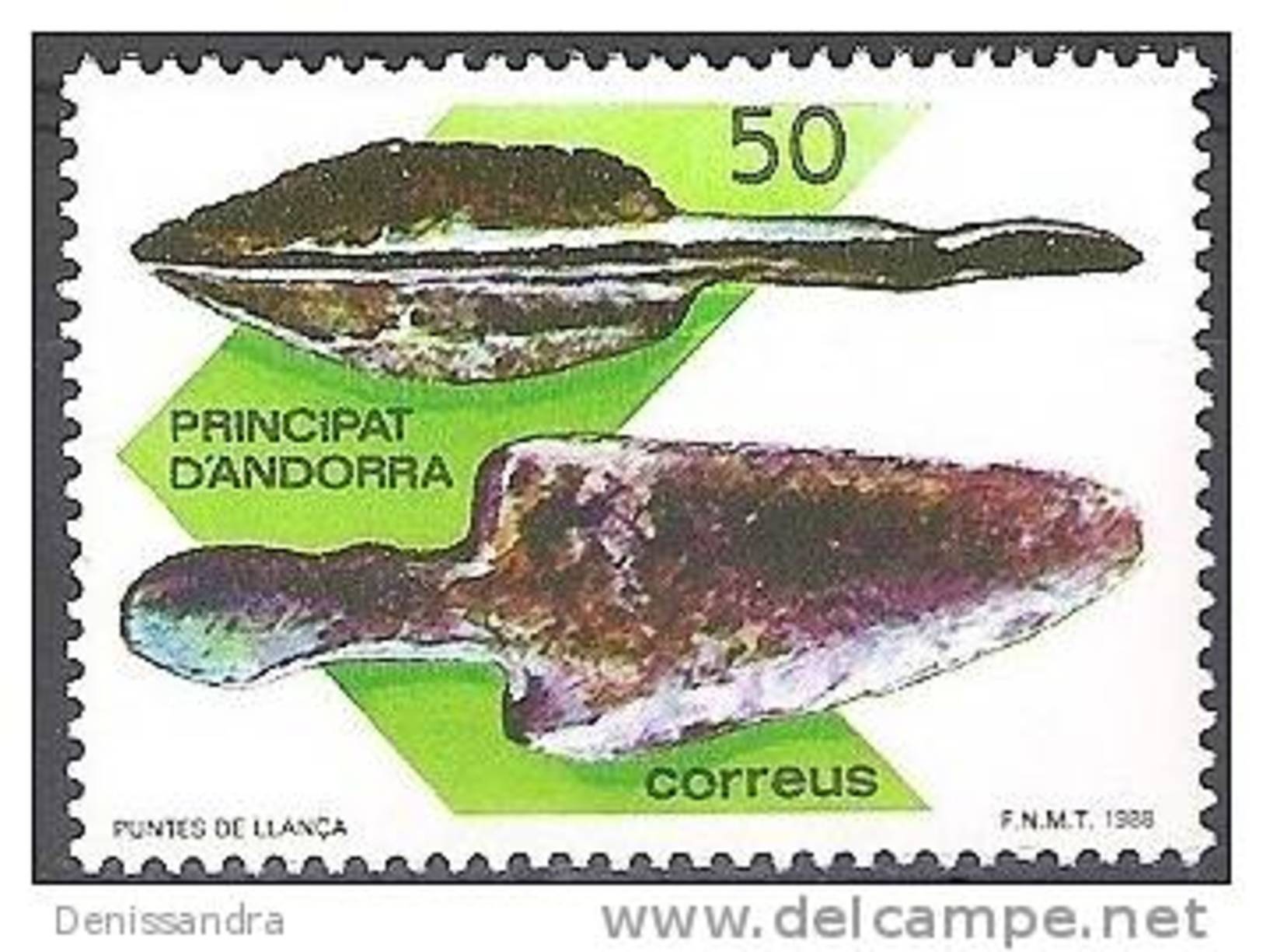 Andorra Español 1988 Yvert 189 Neuf ** Cote (2017) 1.15 Euro Préhistoire Pointes De Lances En Silex - Neufs