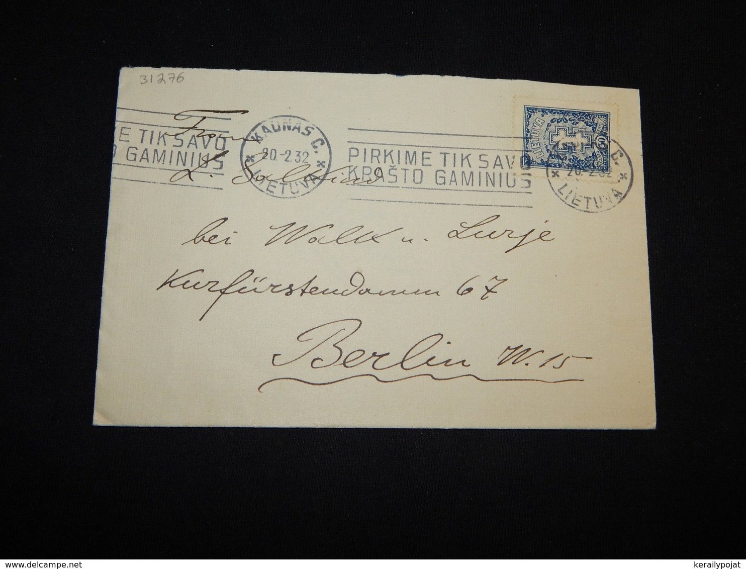 Lithuania 1932 Kaunas Slogan Cancellation Cover To Germany__(L-31276) - Lituanie