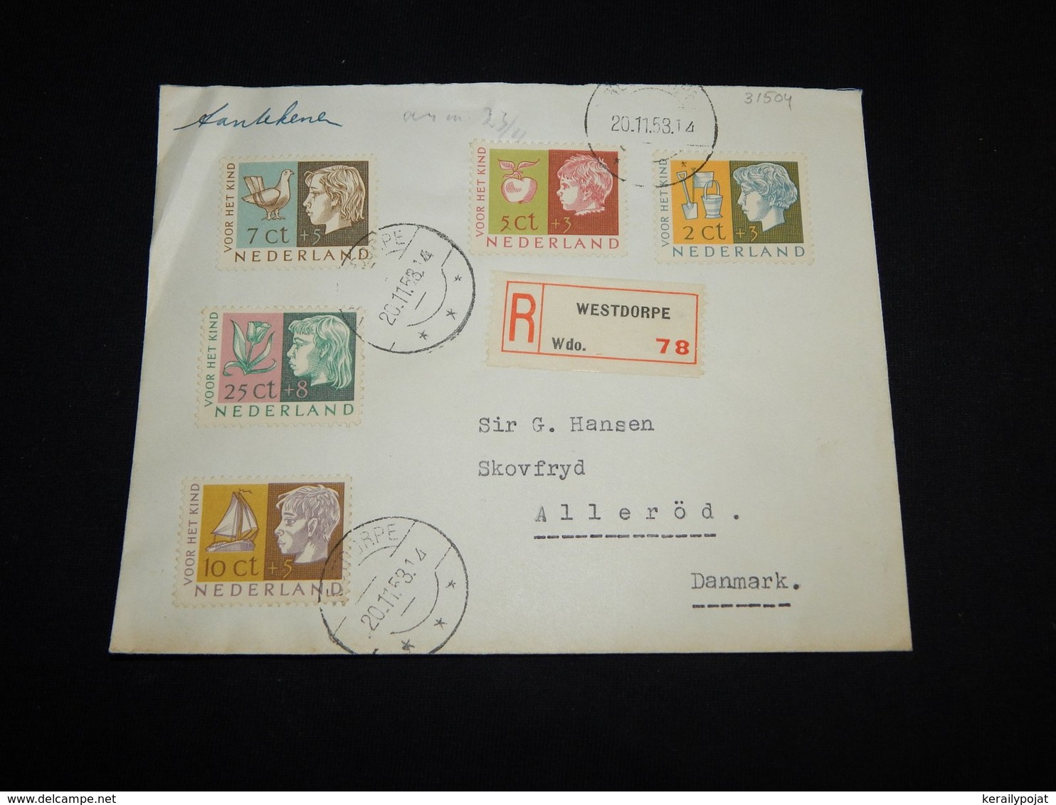 Netherlands 1953 Westdorpe Registered Cover To Denmark__(L-31504) - Storia Postale