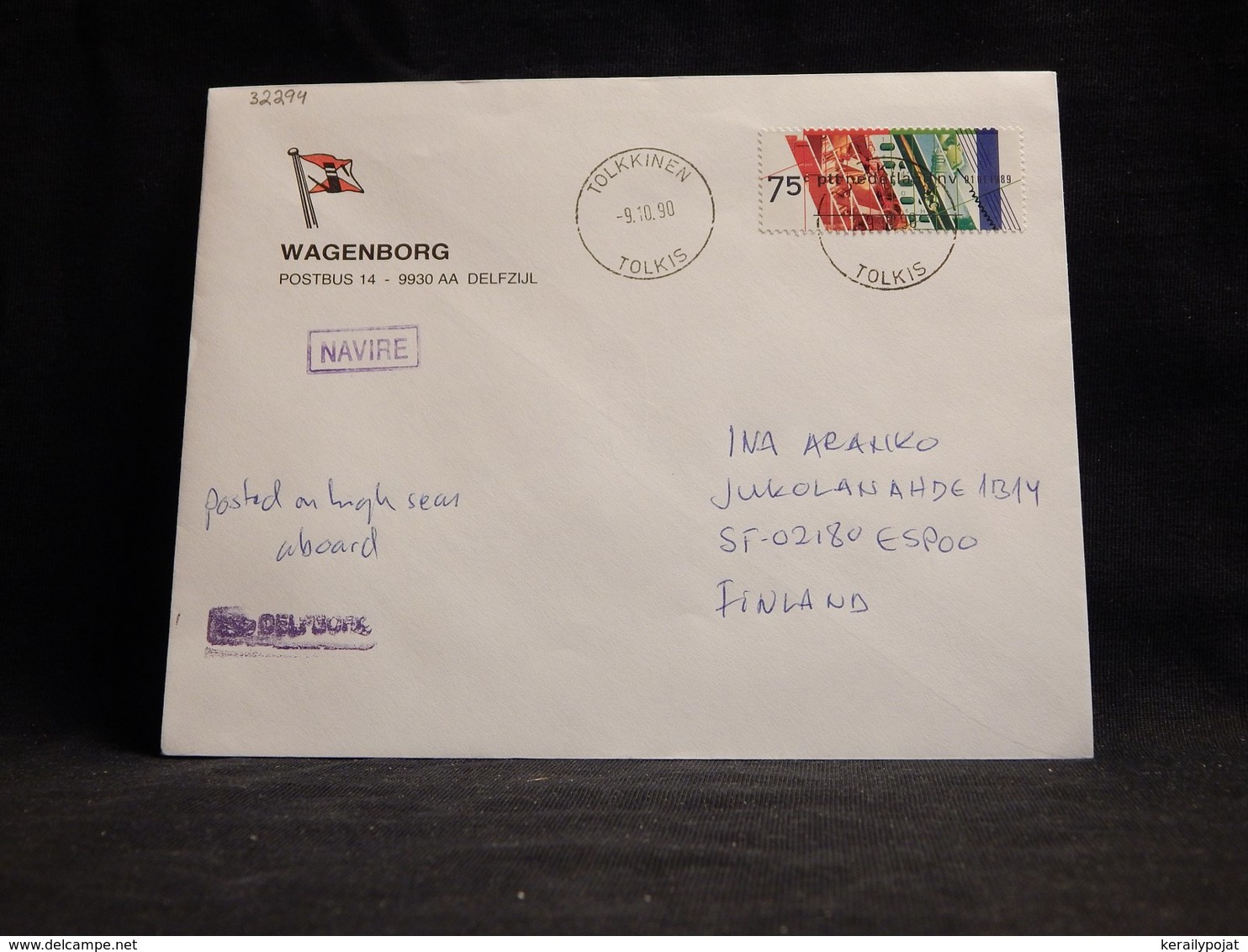 Netherlands 1990 Tolkkinen Wagenborg Navire Cover__(L-32294) - Lettres & Documents