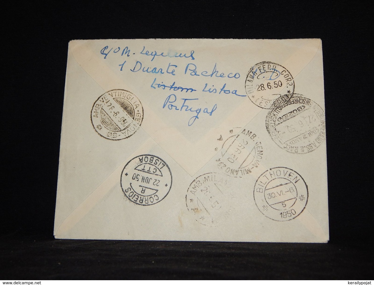 Portugal 1950 Lisboa Registered Cover To Italy__(L-32310) - Lettres & Documents