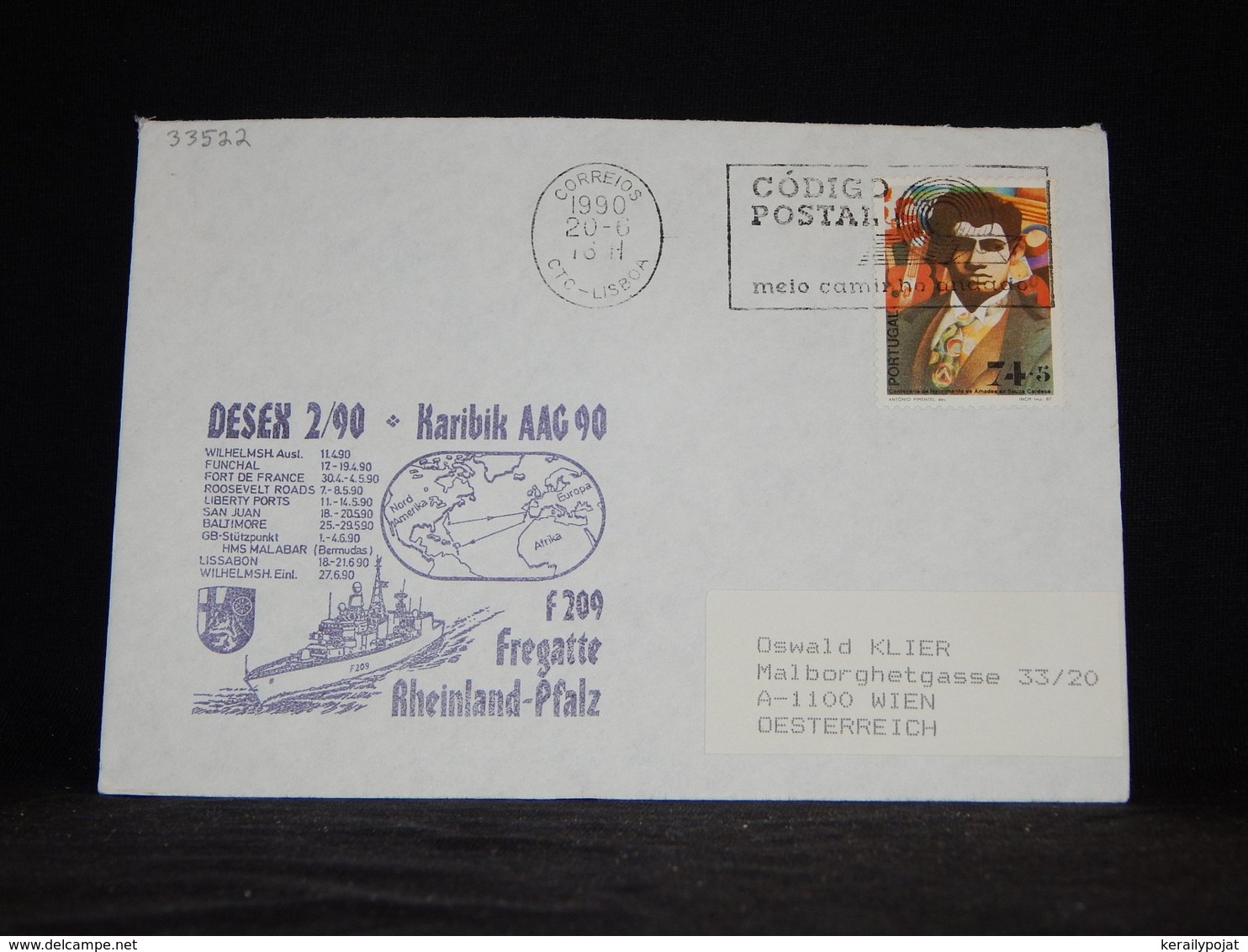 Portugal 1990 Lisboa Fregatte Rheinland-Pfalz Cover__(L-33522) - Storia Postale