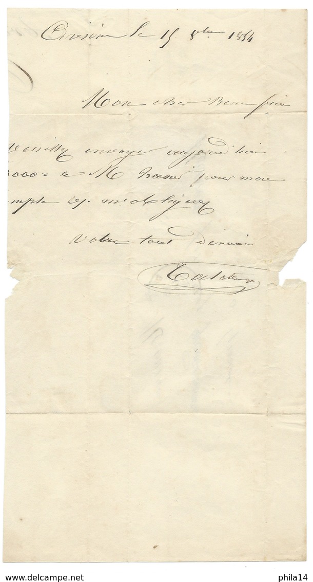 BORD DE FEUILLE N° 13 BISTRE NAPOLEON SUR LETTRE / EPINAL VOSGES POUR EPINAL / 1854 / BOITE RURALE Q AVIERE - 1849-1876: Période Classique