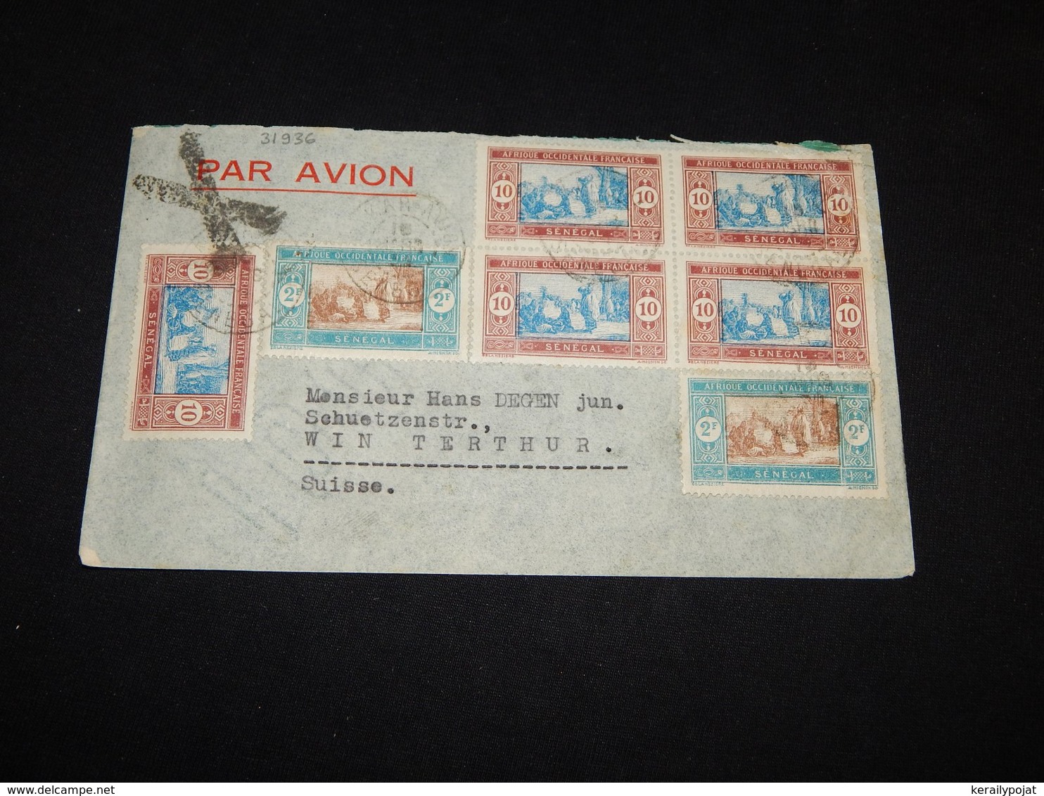 Senegal 1934 Air Mail Cover To Switzerland__(L-31936) - Airmail