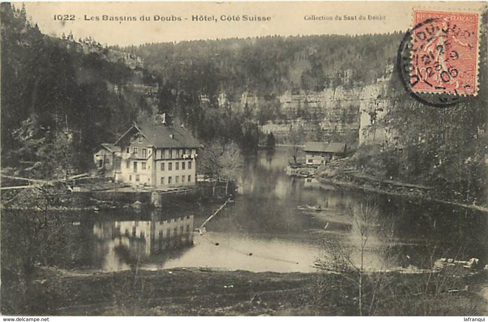 Pays Div- Suisse -ref V518- Les Bassins Du Doubs - Hotel , Coté Suisse - Collection Du Saut Du Doubs - - Bassins