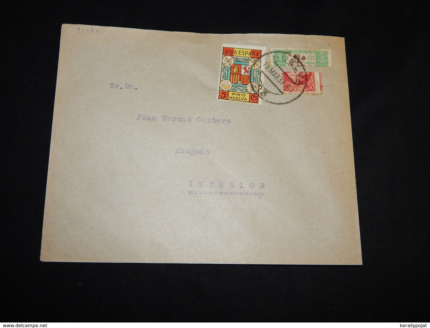 Spain 1937 Huelva Splitted Staps Cover__(L-31988) - Briefe U. Dokumente