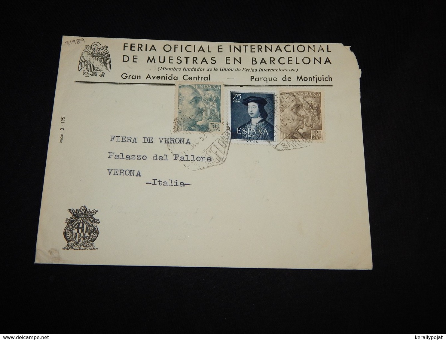Spain 1952 Barcelona Business Cover To Italy__(L-31989) - Covers & Documents