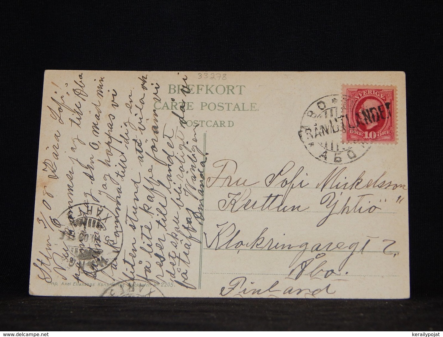 Sweden 1908 Turku Från Utlandet Ship Mail Card__(L-33278) - Briefe U. Dokumente