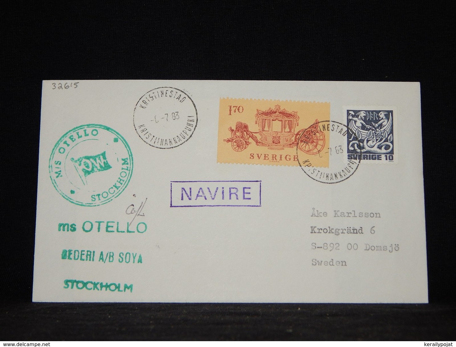 Sweden 1983 Kristinestad Ms Otello Navire Cover__(L-32615) - Covers & Documents