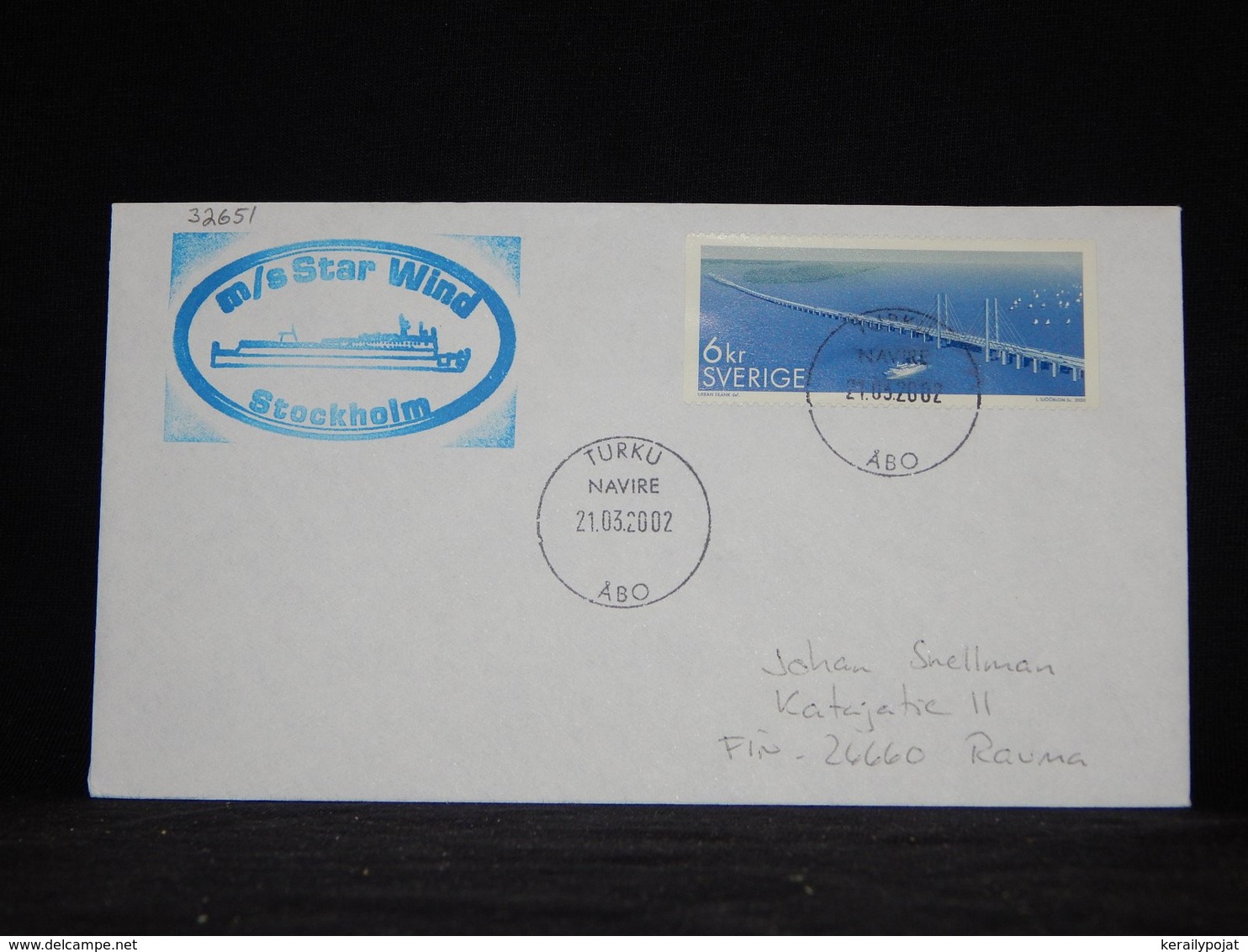 Sweden 2002 Turku M/s Star Wind Navire Cover__(L-32651) - Lettres & Documents