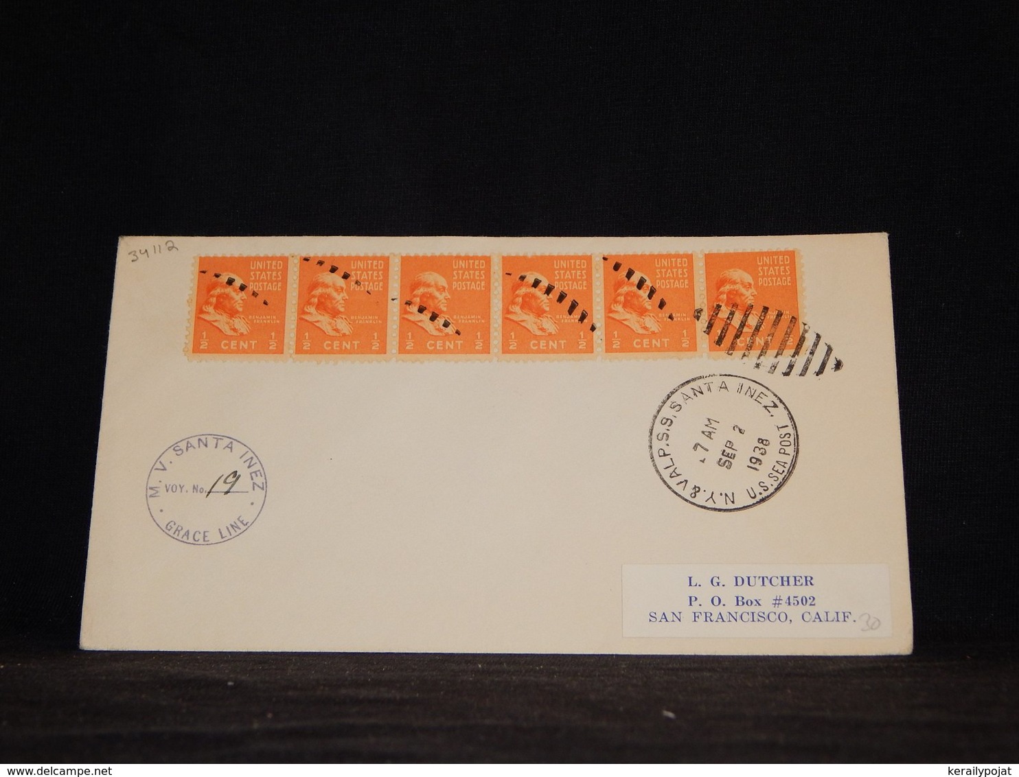 USA 1938 Santa Onez Seapost Cover__(L-34112) - Briefe U. Dokumente