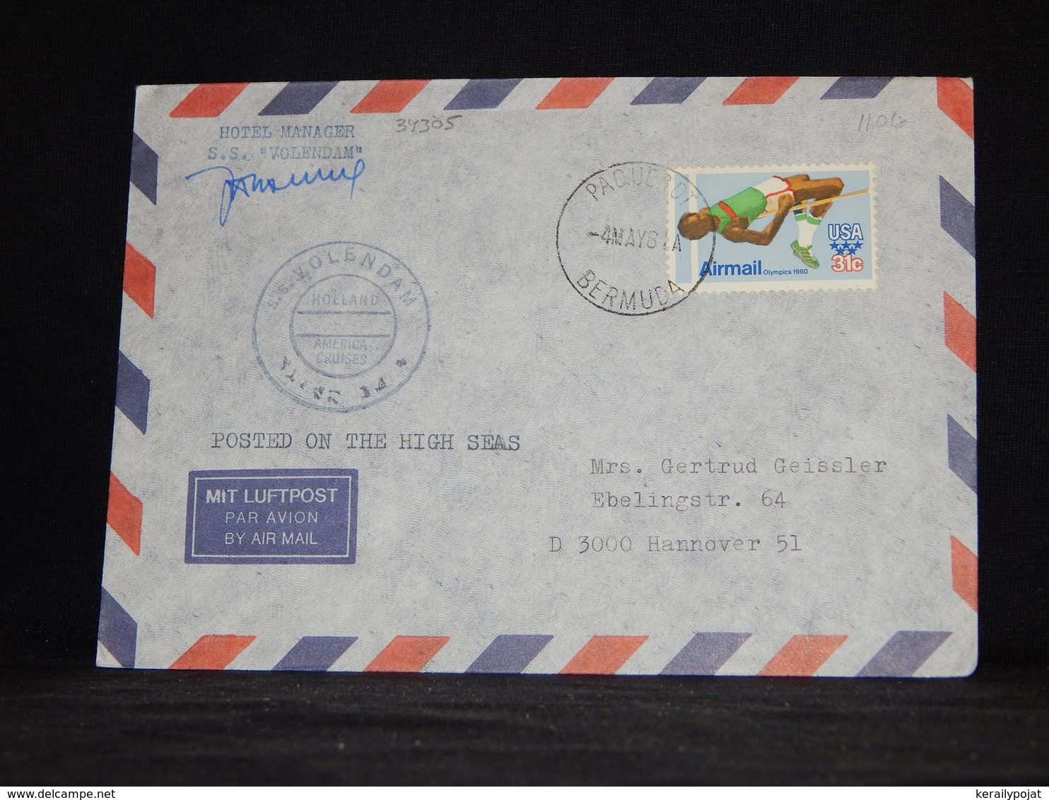 USA 1981 Bermuda S.S. Volendam Paquebot Cover__(L-34305) - Covers & Documents