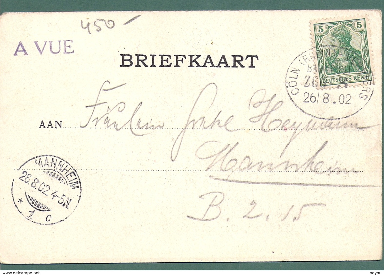 VAALS AACHEN KELMIS ALTENBERG MORESNET  Am Vierlanderblick Douaniers Language Des Timbres Cachet Ambulant Koln Verviers - Kelmis