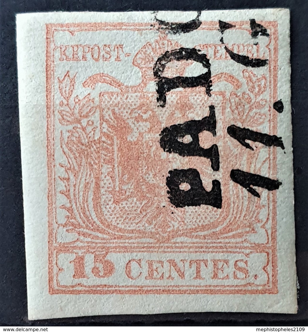 AUSTRIA / LOMBARDO-VENEZIA 1850/54 - PADOVA Cancel - ANK LV3 - 15 Centes - Usados