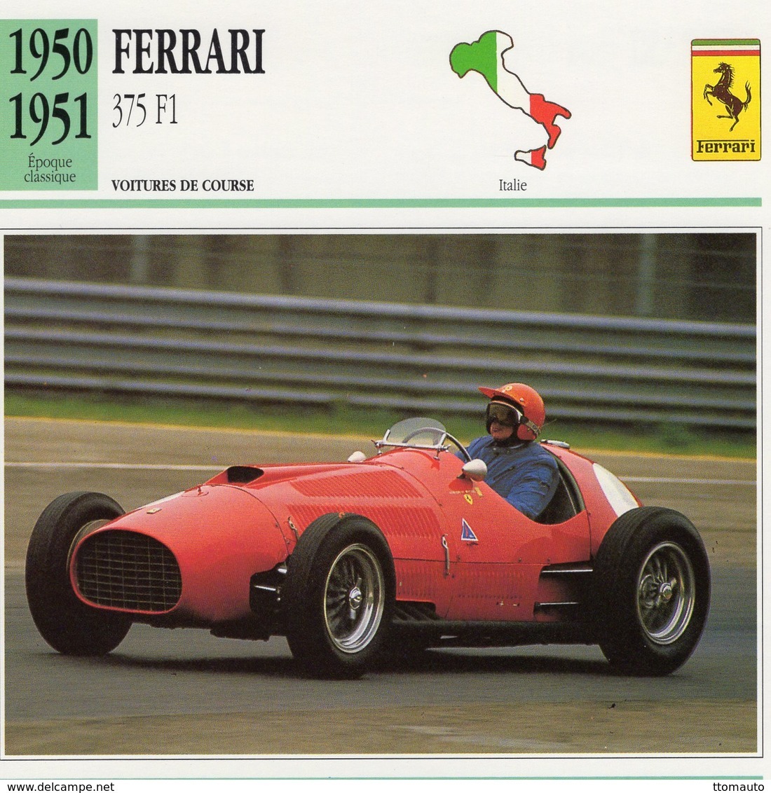 Ferrari 375 F1 Grand Prix   -  Voiture De Course   -  Fiche Technique/Carte De Collection - Grand Prix / F1