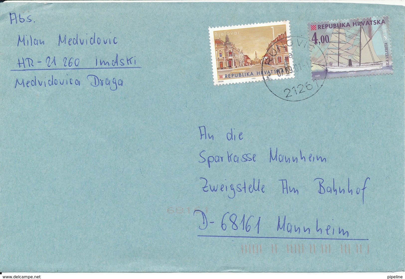 Croatia Cover Sent To Germany 7-9-2001 Topic Stamps - Croatia