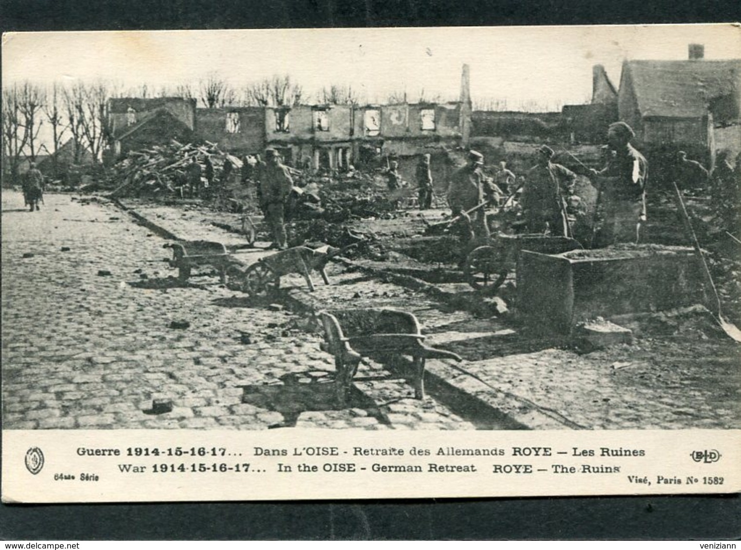 CPA - Guerre 1914-15-16-17... Retraite Des Allemands - ROYE - Les Ruines, Animé - Oorlog 1914-18