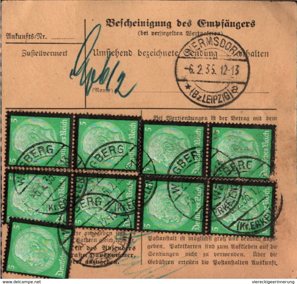 ! 1935 Paketkarte Deutsches Reich, Wegberg Kreis Erkelenz  Nach Wermsdorf SA Reit Und Fahrschule - Lettres & Documents