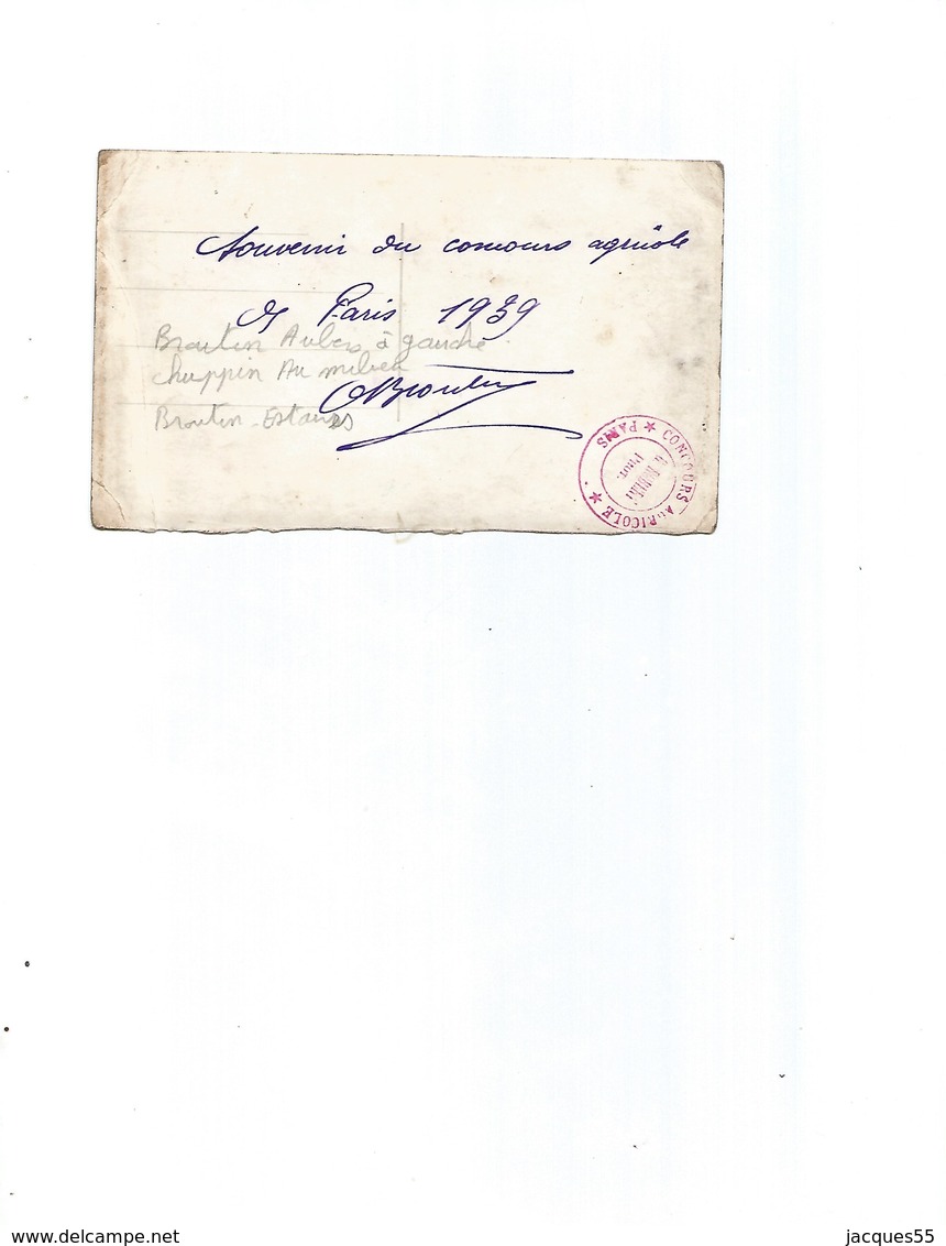 Souvenir Concours Agricole-paris 1939-broutin-aubers A Droite-broutin Estaires A  Gauche - Paysans