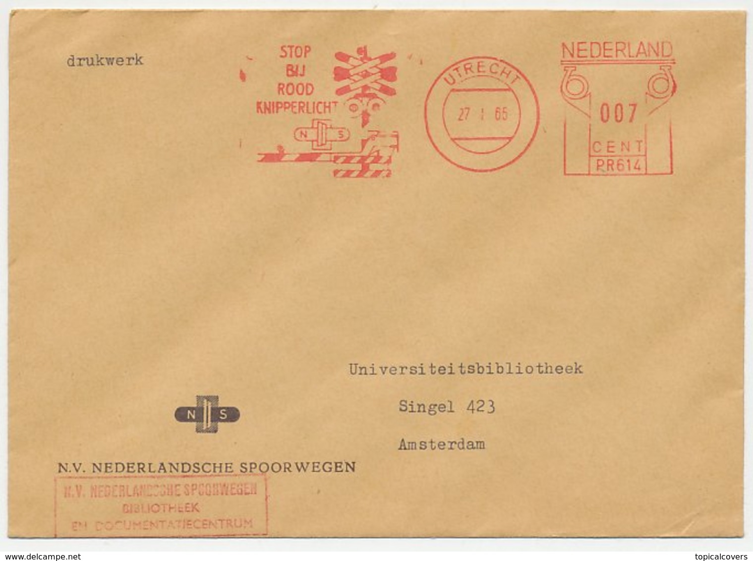 Meter Cover Netherlands 1965 Train - Stop At Red Flashing Light - Trains