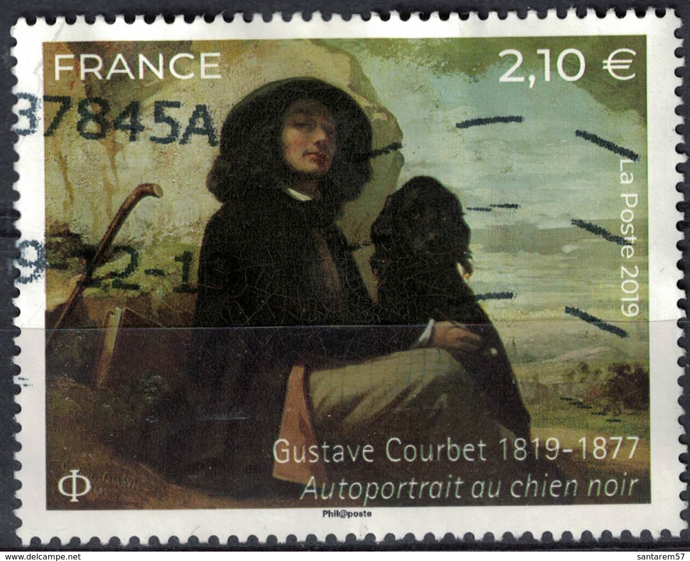 France 2019 Oblitéré Used Gustave Courbet Autoportrait Au Chien Noir Y&T 5333 SU - Gebraucht