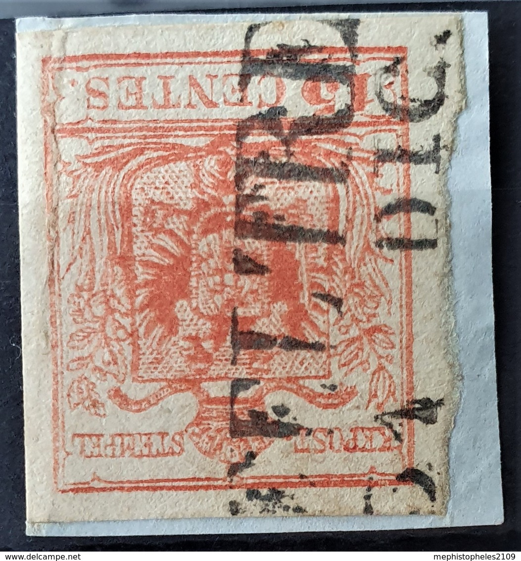 AUSTRIA / LOMBARDO-VENEZIA 1850/54 - ...ELTRE... Cancel - ANK LV3 - 15 Centes - Used Stamps