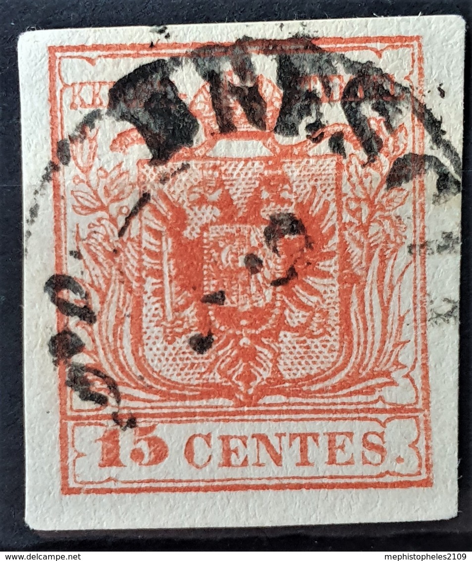 AUSTRIA / LOMBARDO-VENEZIA 1850/54 - BRESCIA Cancel - ANK LV3 - 15 Centes - Usados