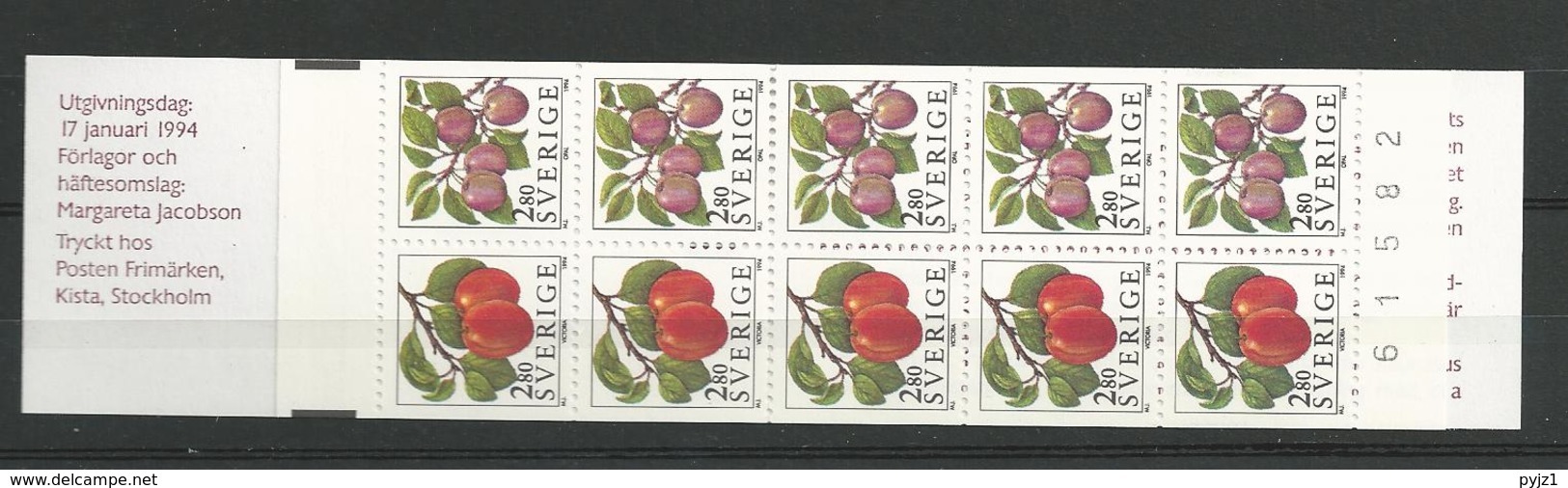 1994 MNH Schweden, Sweden, Sverige, Booklet, Postfris - 1981-..