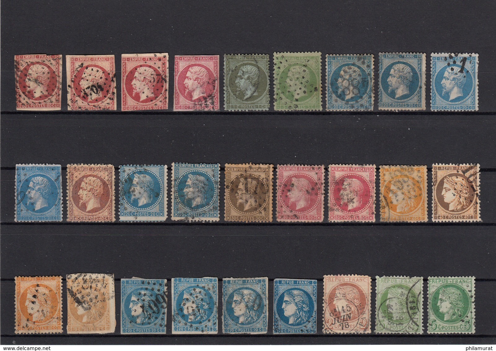 VRAC France 1850/1900 : 209 Timbres Napoléon Cérès Sage Défectueux COTE 3200 € - Collections