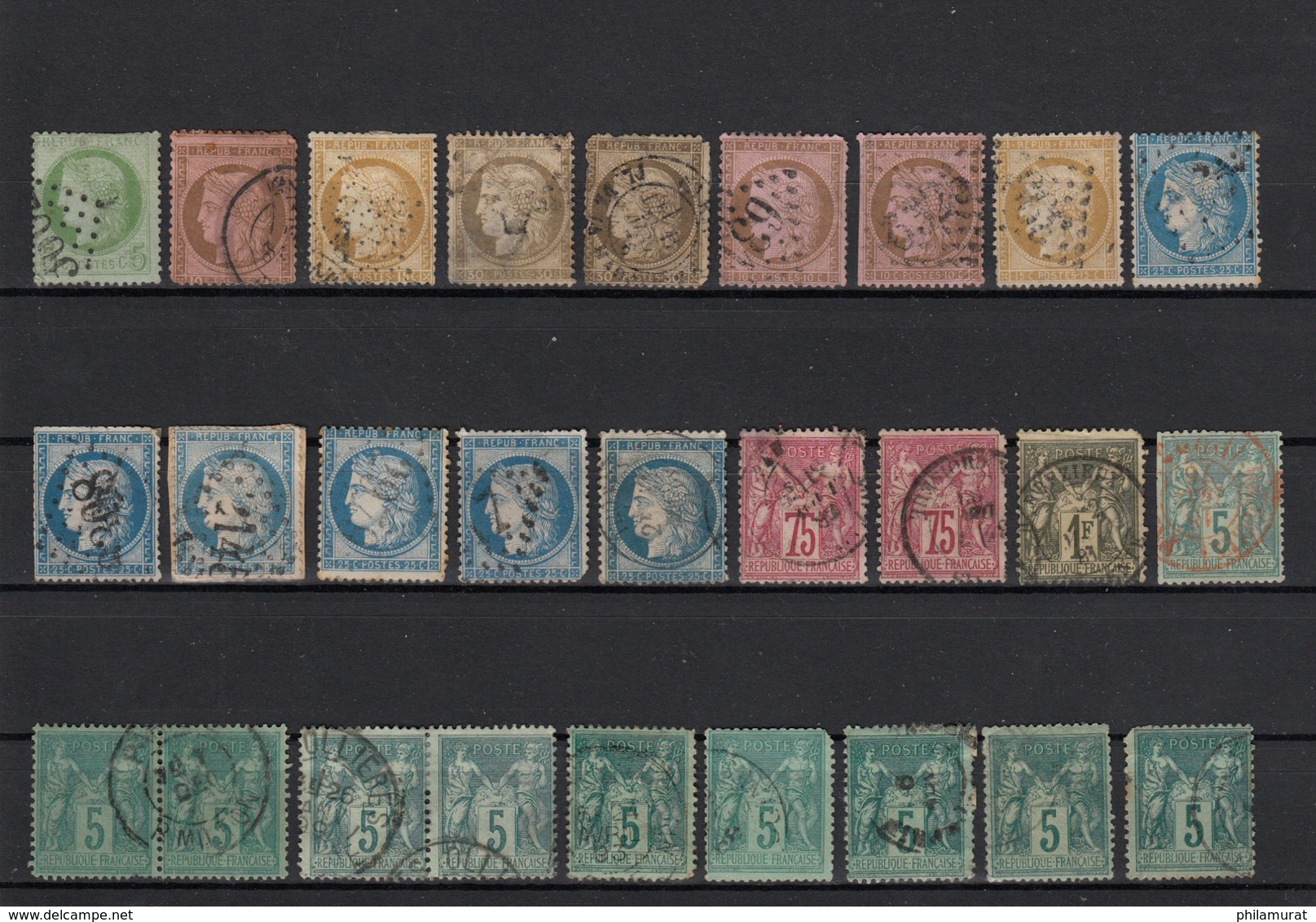 VRAC France 1850/1900 : 209 Timbres Napoléon Cérès Sage Défectueux COTE 3200 € - Collections