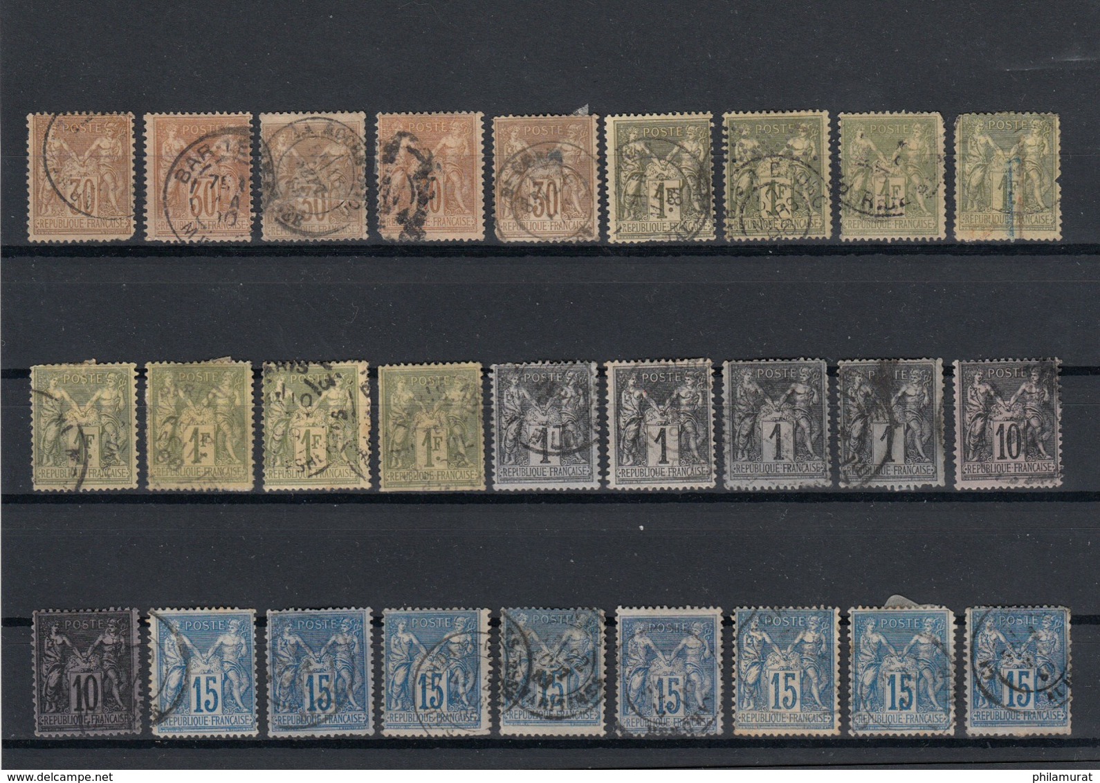 VRAC France 1850/1900 : 209 timbres Napoléon Cérès Sage défectueux COTE 3200 €