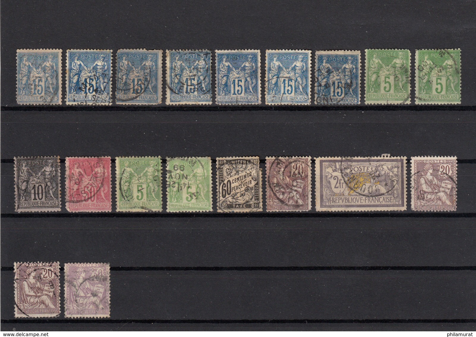 VRAC France 1850/1900 : 209 timbres Napoléon Cérès Sage défectueux COTE 3200 €