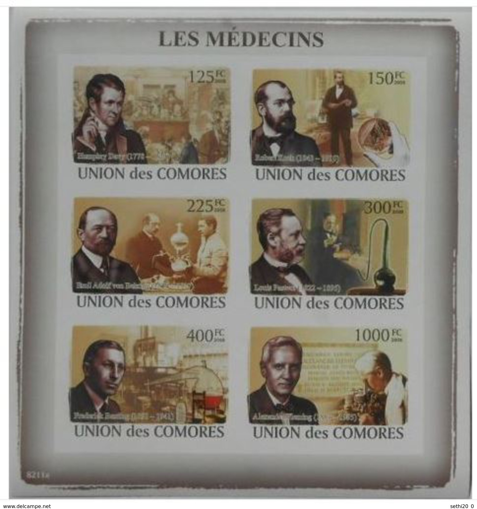 Comores Louis Pasteur  Sir Alexandre FLEMING Sheetlet Imperf - Louis Pasteur