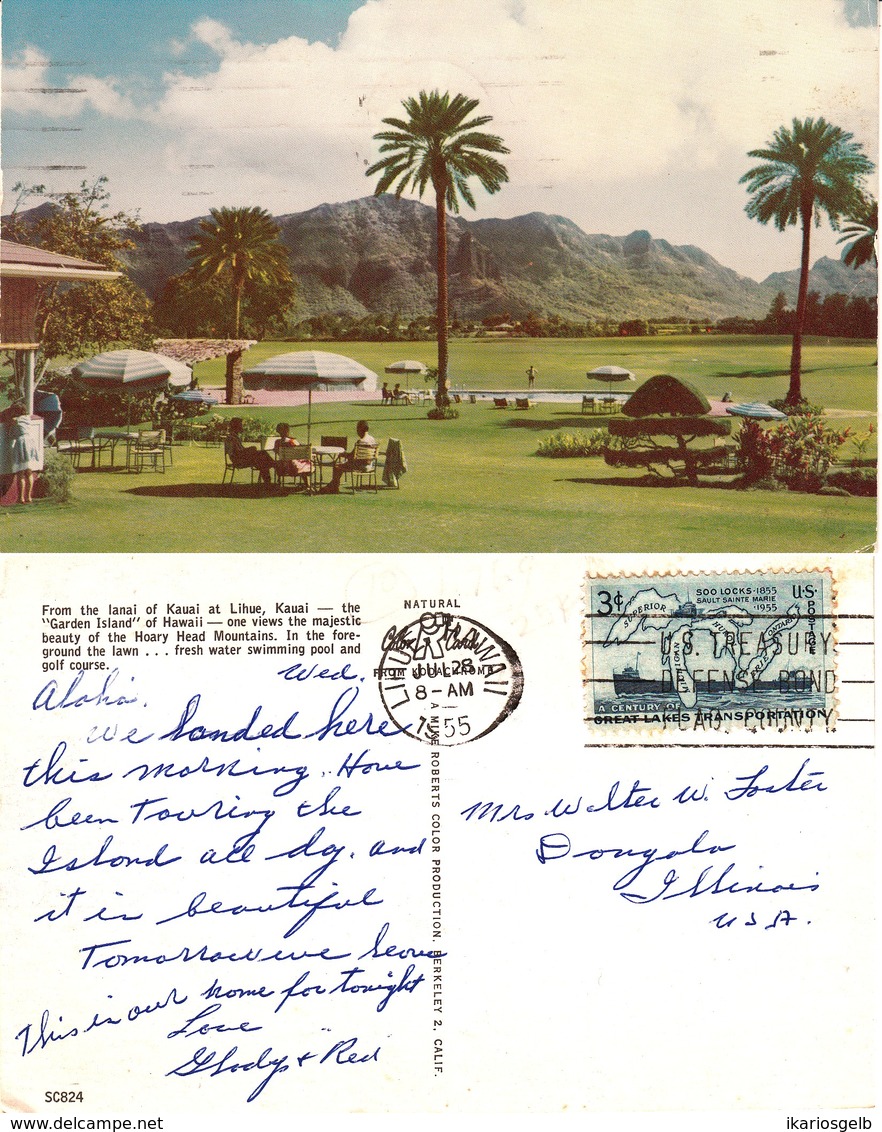 KAUAI Lihue 1955 Garden Island " Beach And GOLF - Course " - Kauai