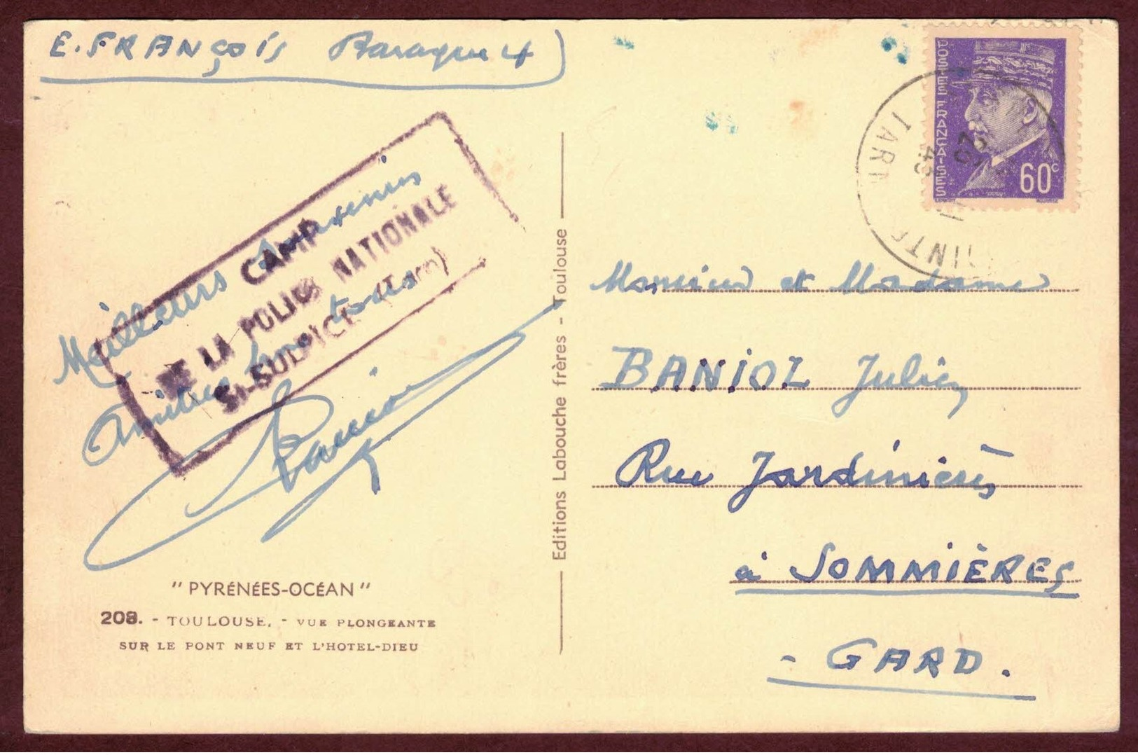 Franchise Militaire  * Camp De La Police Nationale St - Sulpice  TARN  *    1939 1945 - Guerra De 1939-45