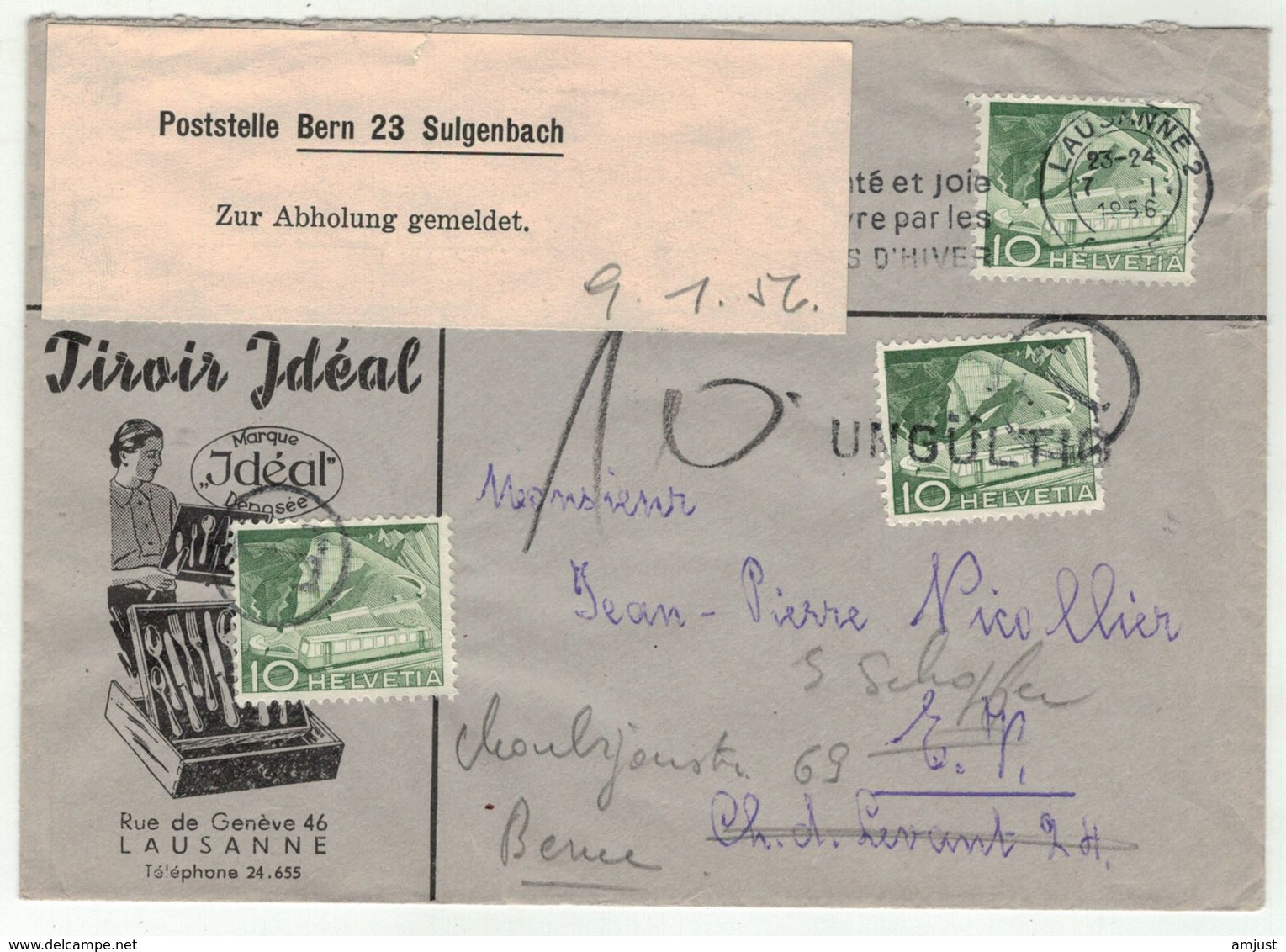 Suisse // Schweiz // Switzerland // 1950-1959 // Lettre Taxée Pour Berne - Portomarken