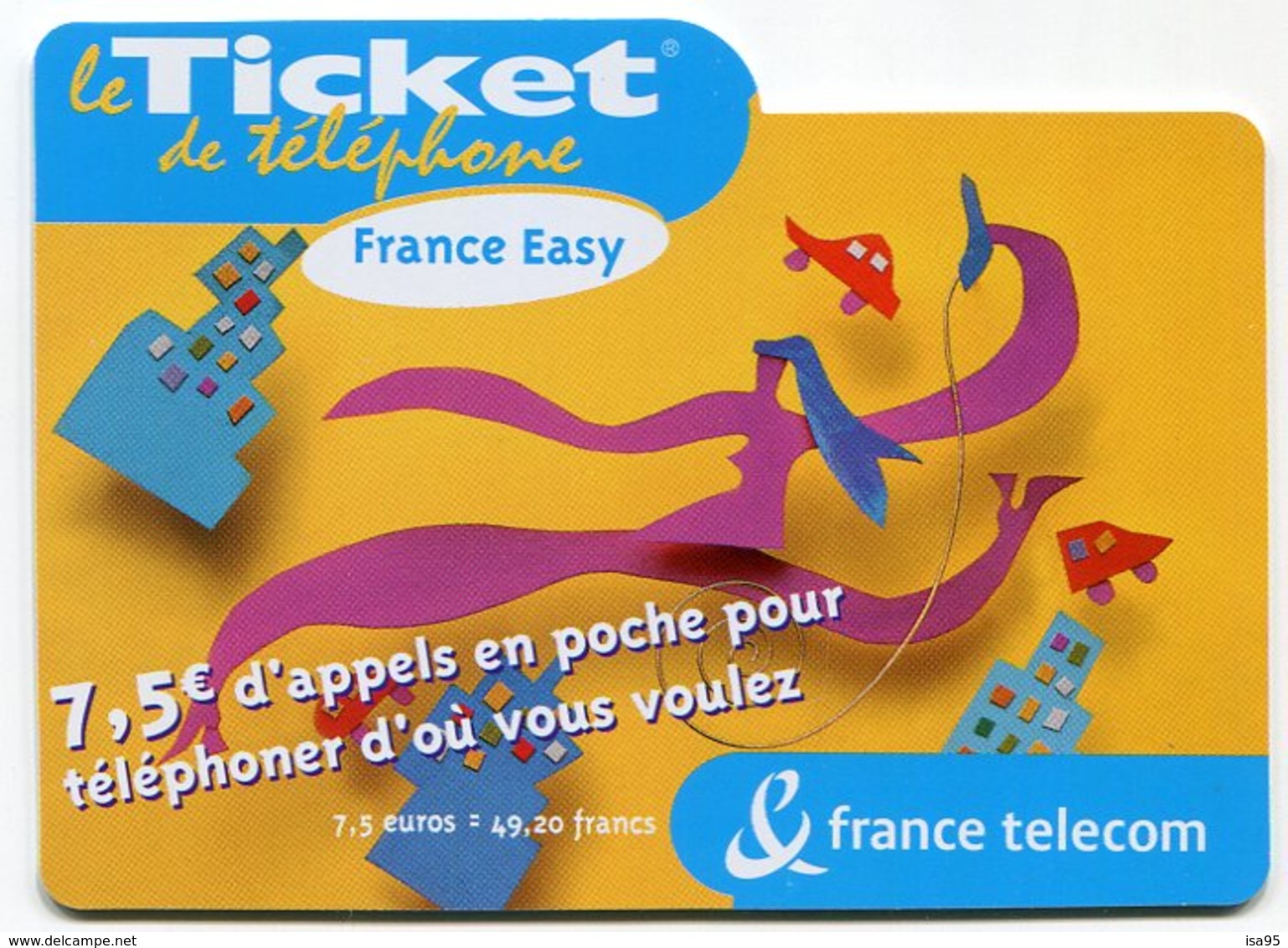 TELECARTE-LE TICKET DE TELEPHONE FRANCE EASY-2004-7.5€ - FT Tickets