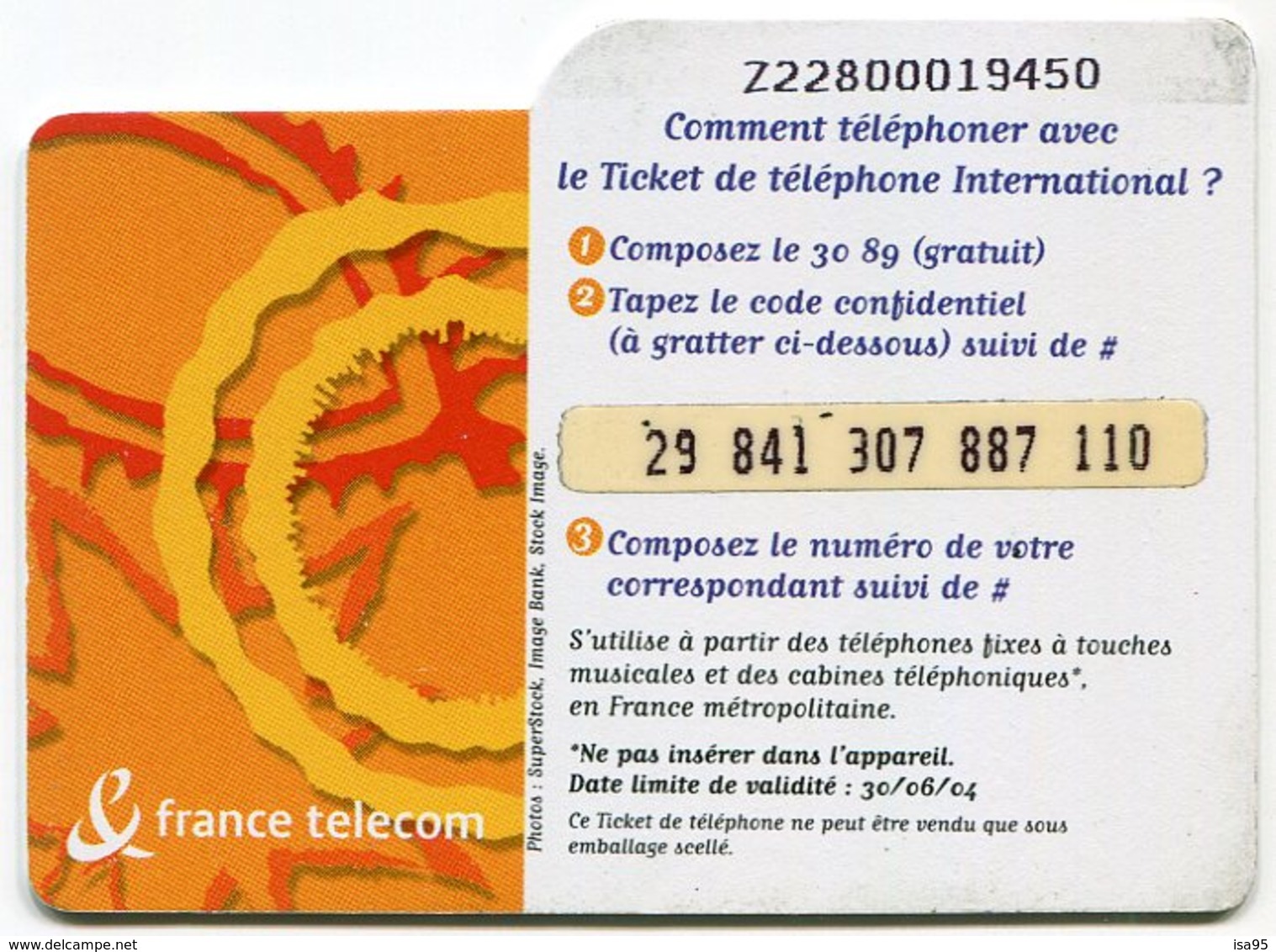 TELECARTE-LE TICKET DE TELEPHONE INTERNATIONAL-2004-15€ - Tickets FT