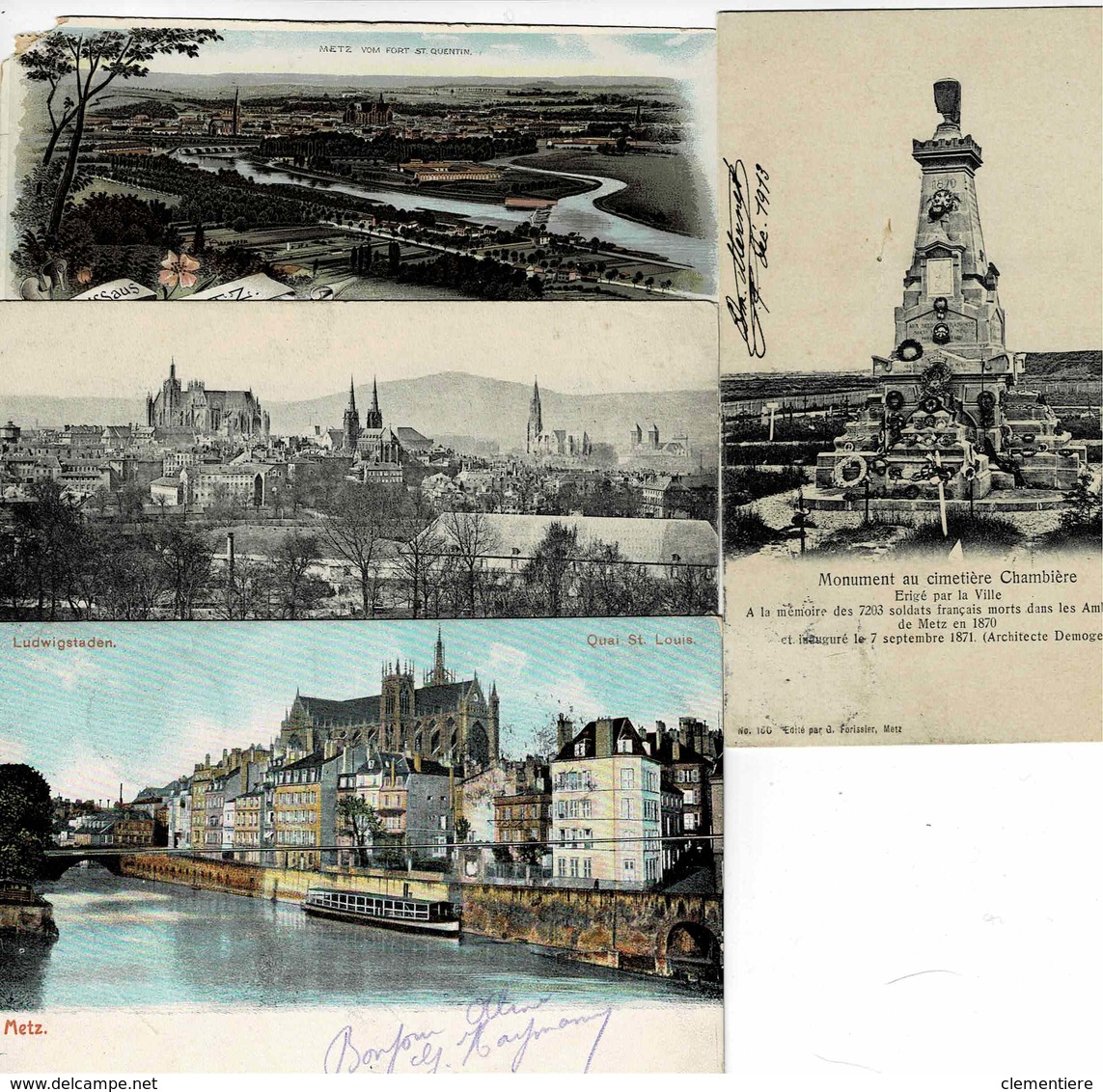 TP N° 68 Et 69 Du Reich Sur 4 Cartes Postales De Metz - Sonstige & Ohne Zuordnung