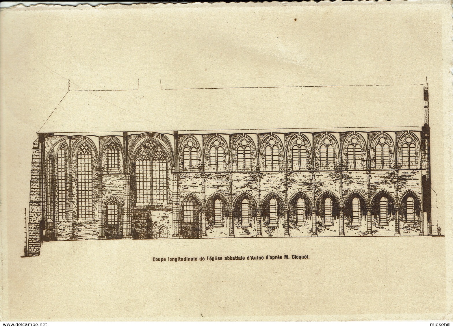 THUIN-AULNE-COUPE LONGITUDINALE-MAQUETTE DE CLOQUET-EGLISE ABBATIALE - Thuin