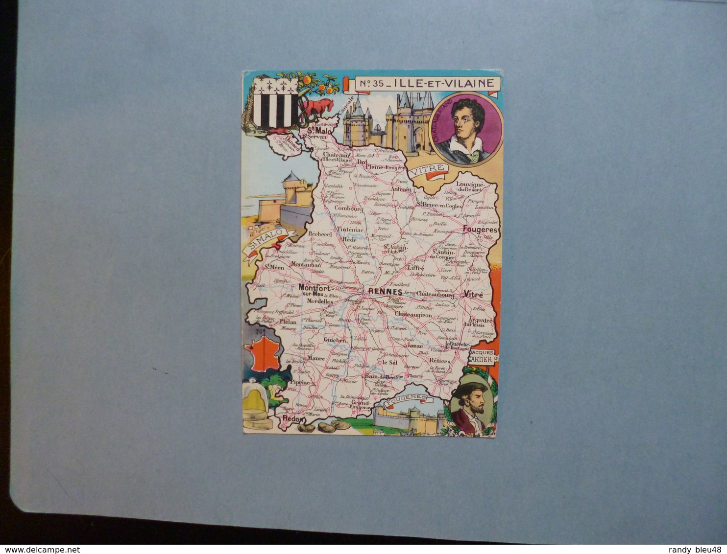 Carte Département  De L'ILLE ET VILAINE  -  35    -  Illustration PINCHON  -  Carte Géographique  - - Autres & Non Classés