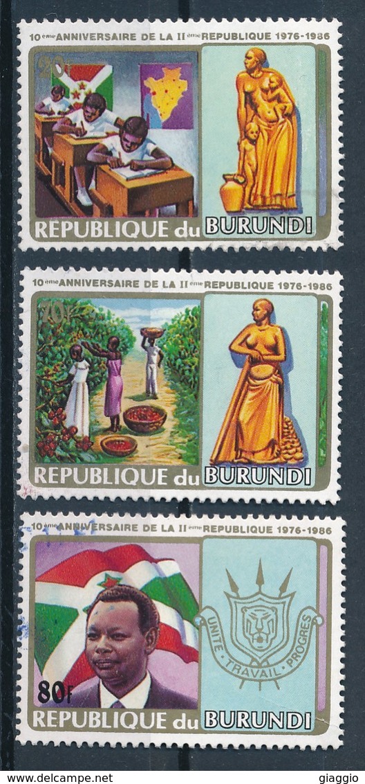 °°° BURUNDI - 10° ANNIVERSARIO DELLA REPUBBLICA - 1986 °°° - Gebruikt