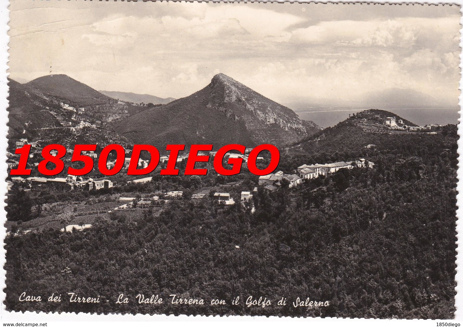 CAVA DEI TIRRENI - LA VALLE TIRRENA CON IL GOLFO DI SALERNO  F/GRANDE VIAGGIATA 1955 - Cava De' Tirreni