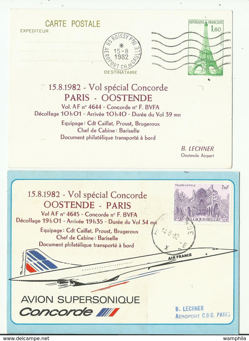 1982 Concorde Vol Spécial  Paris- Oostende + Retour, Avec Certificat - Concorde