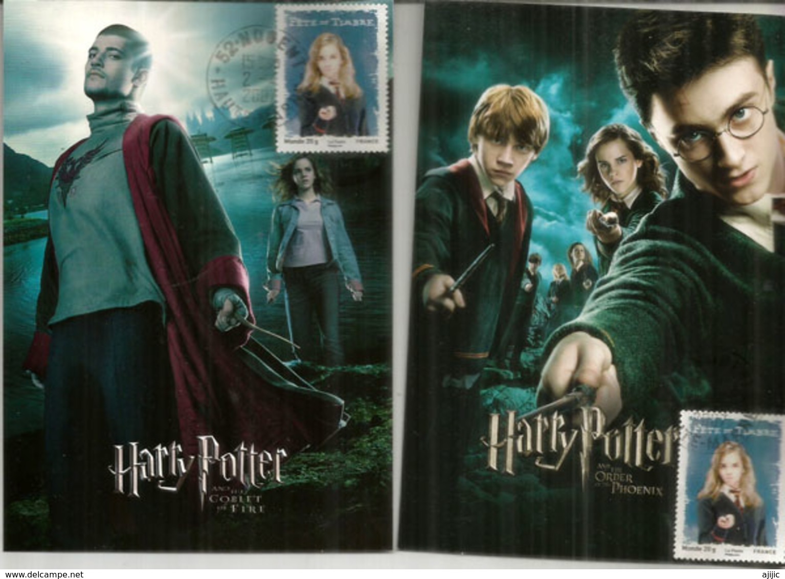 Harry Potter, Carte-maximum Warner Bros. France. Deux Cartes-maximum.   Deux Photos., Verso -  Recto - Cinéma