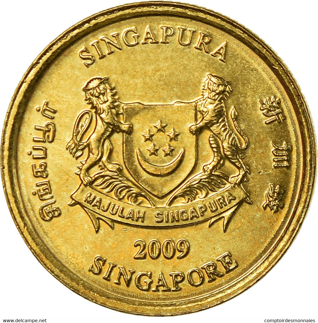 Monnaie, Singapour, 5 Cents, 2009, Singapore Mint, TTB, Aluminum-Bronze, KM:99 - Singapore