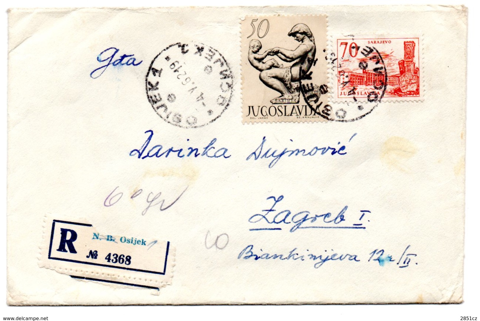 Letter - Postmark Osijek, 4.5.1962. / Zagreb, 5.5.1962., Yugoslavia, Registrated Letter - Altri & Non Classificati